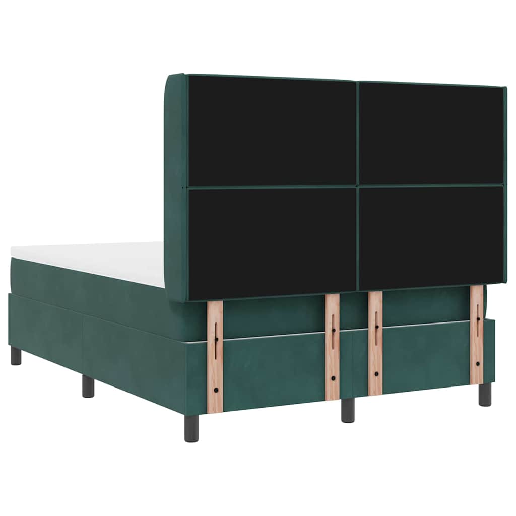 Box spring seng med hovedgærde Mørkegrøn 140 x 200 cm Fløjl