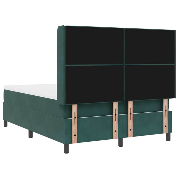 Box spring seng med hovedgærde Mørkegrøn 140 x 200 cm Fløjl