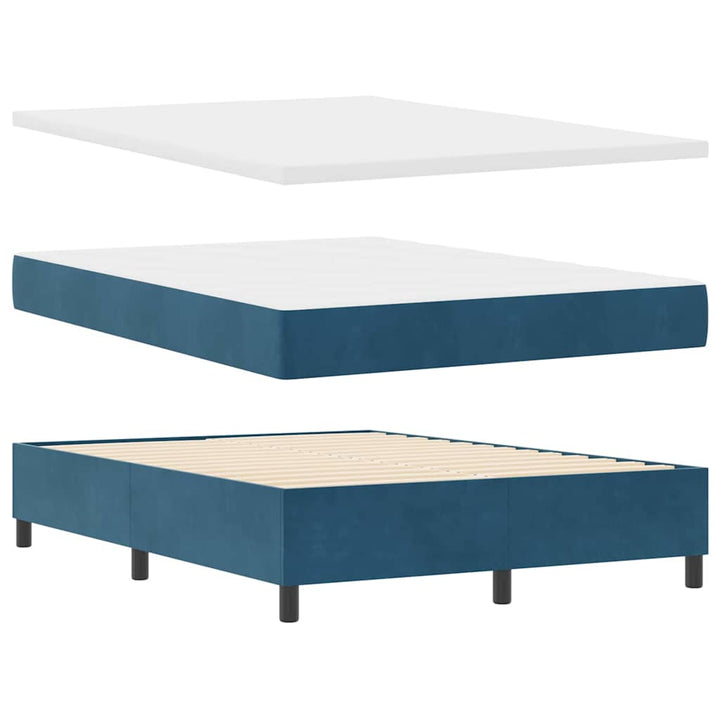 Box spring seng med hovedgærde Blå 140 x 200 cm Fløjl