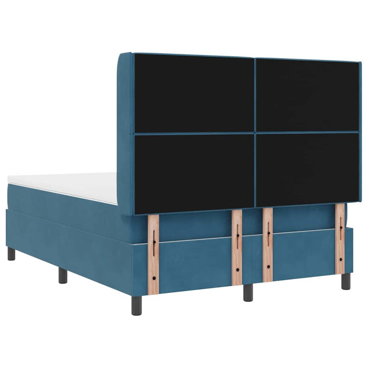 Box spring seng med hovedgærde Blå 140 x 200 cm Fløjl