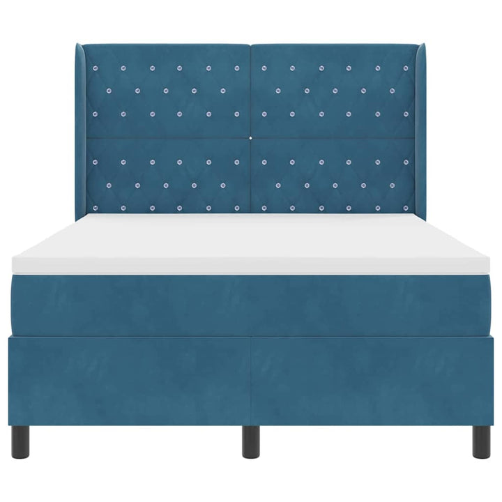 Box spring seng med hovedgærde Blå 140 x 200 cm Fløjl