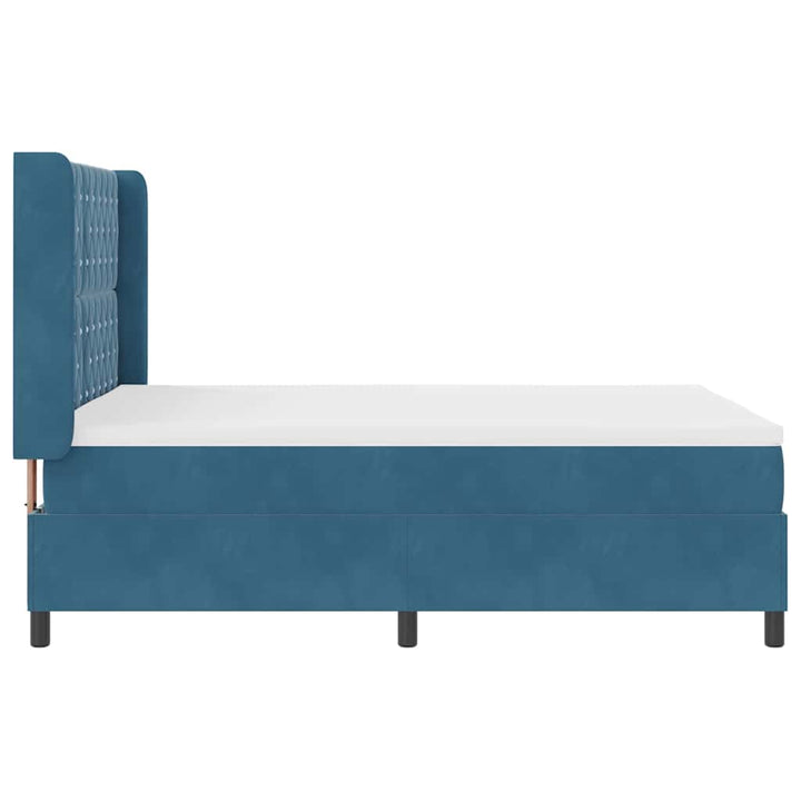Box spring seng med hovedgærde Blå 140 x 200 cm Fløjl