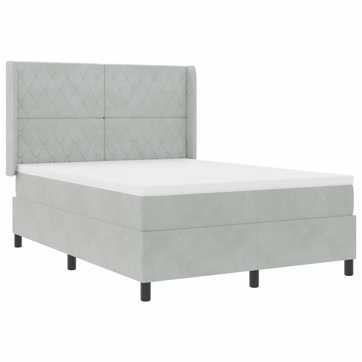 Box spring seng med hovedgærde Lysegrå 160 x 200 cm Fløjl