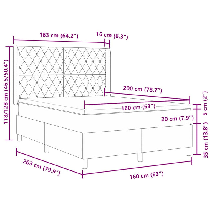 Box spring seng med hovedgærde Lysegrå 160 x 200 cm Fløjl