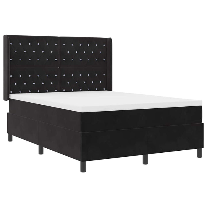 Box spring seng med hovedgærde Sort 160 x 200 cm Fløjl