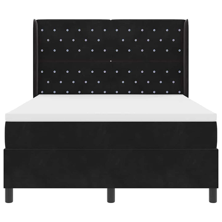 Box spring seng med hovedgærde Sort 160 x 200 cm Fløjl