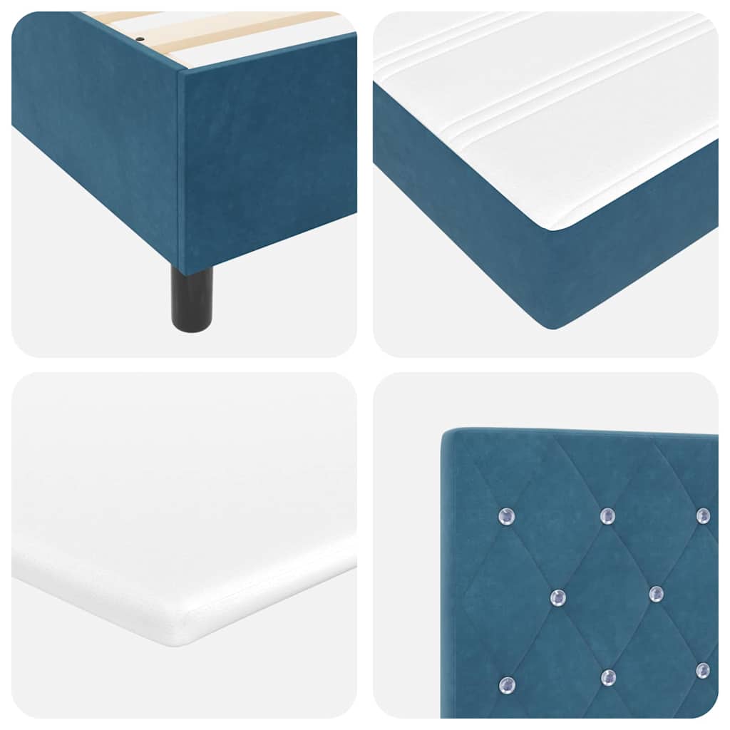 Box spring seng med hovedgærde Blå 160 x 200 cm Fløjl