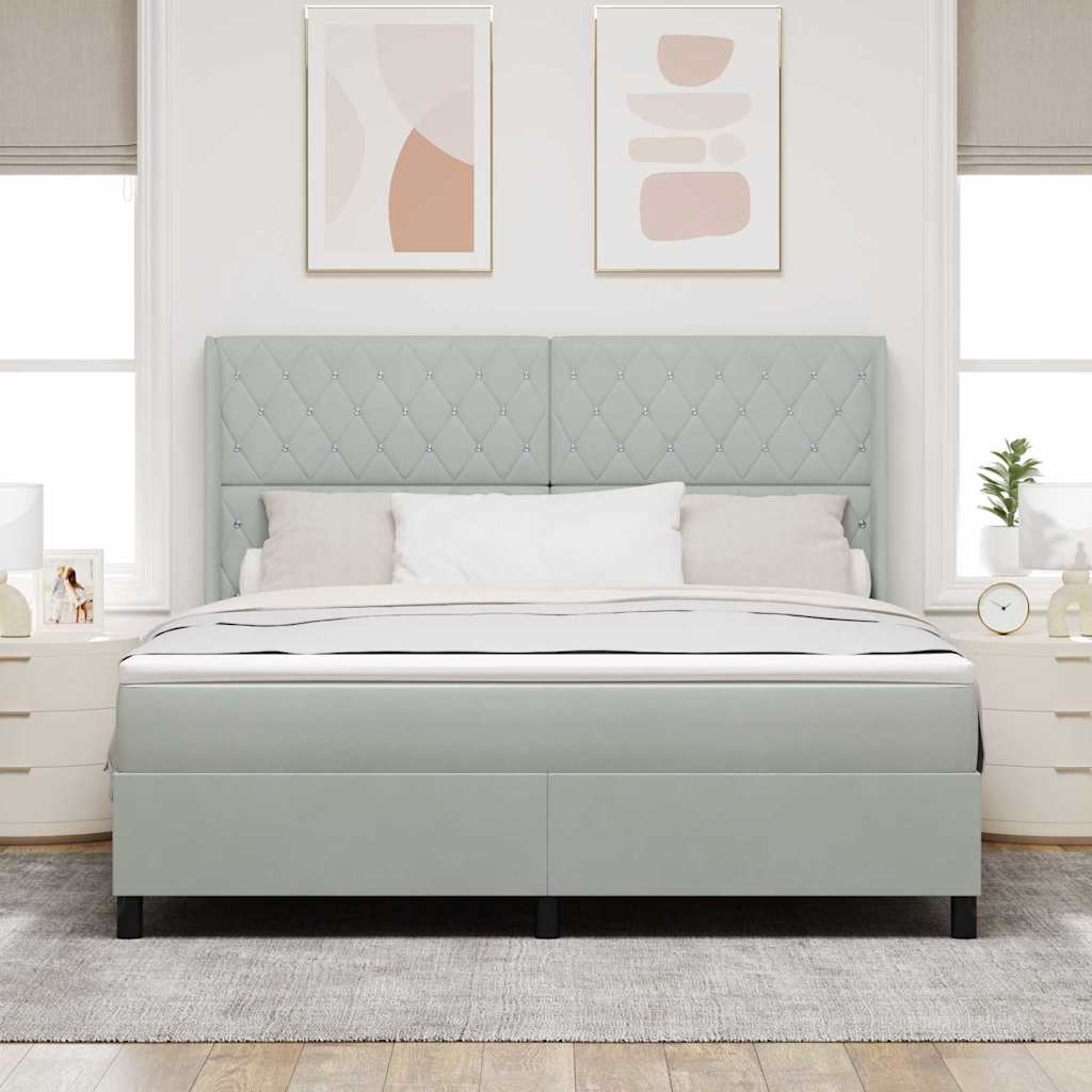 Box spring seng med hovedgærde Lysegrå 180 x 200 cm Fløjl