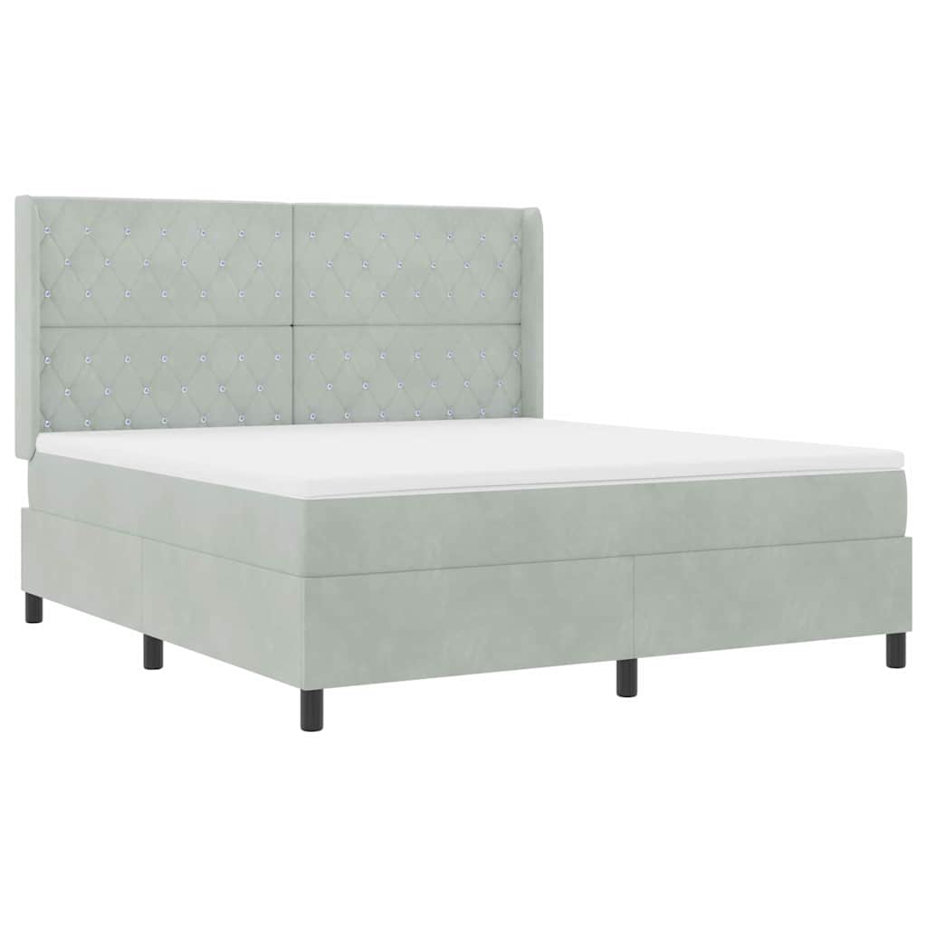 Box spring seng med hovedgærde Lysegrå 180 x 200 cm Fløjl