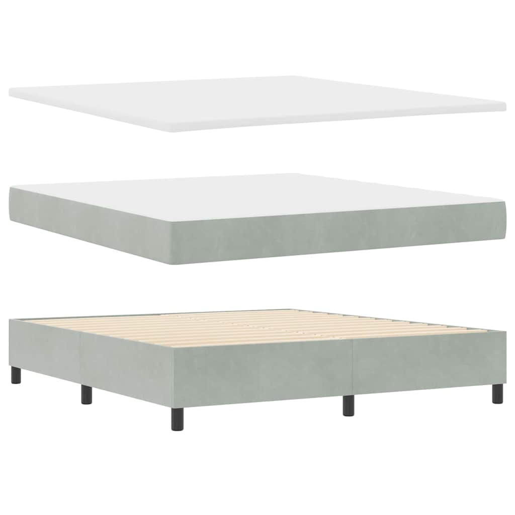 Box spring seng med hovedgærde Lysegrå 180 x 200 cm Fløjl
