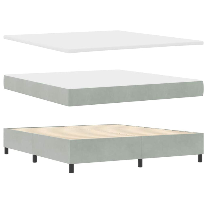 Box spring seng med hovedgærde Lysegrå 180 x 200 cm Fløjl