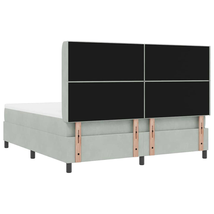 Box spring seng med hovedgærde Lysegrå 180 x 200 cm Fløjl
