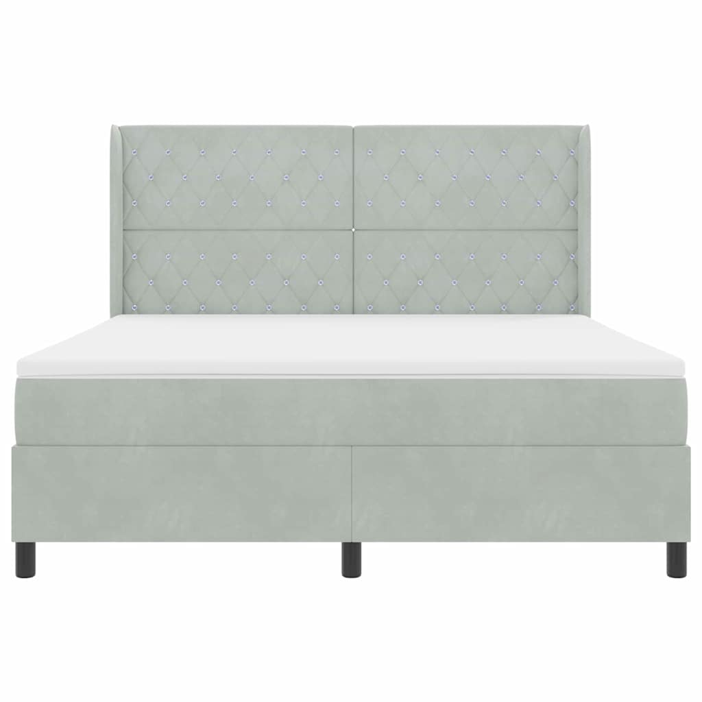 Box spring seng med hovedgærde Lysegrå 180 x 200 cm Fløjl