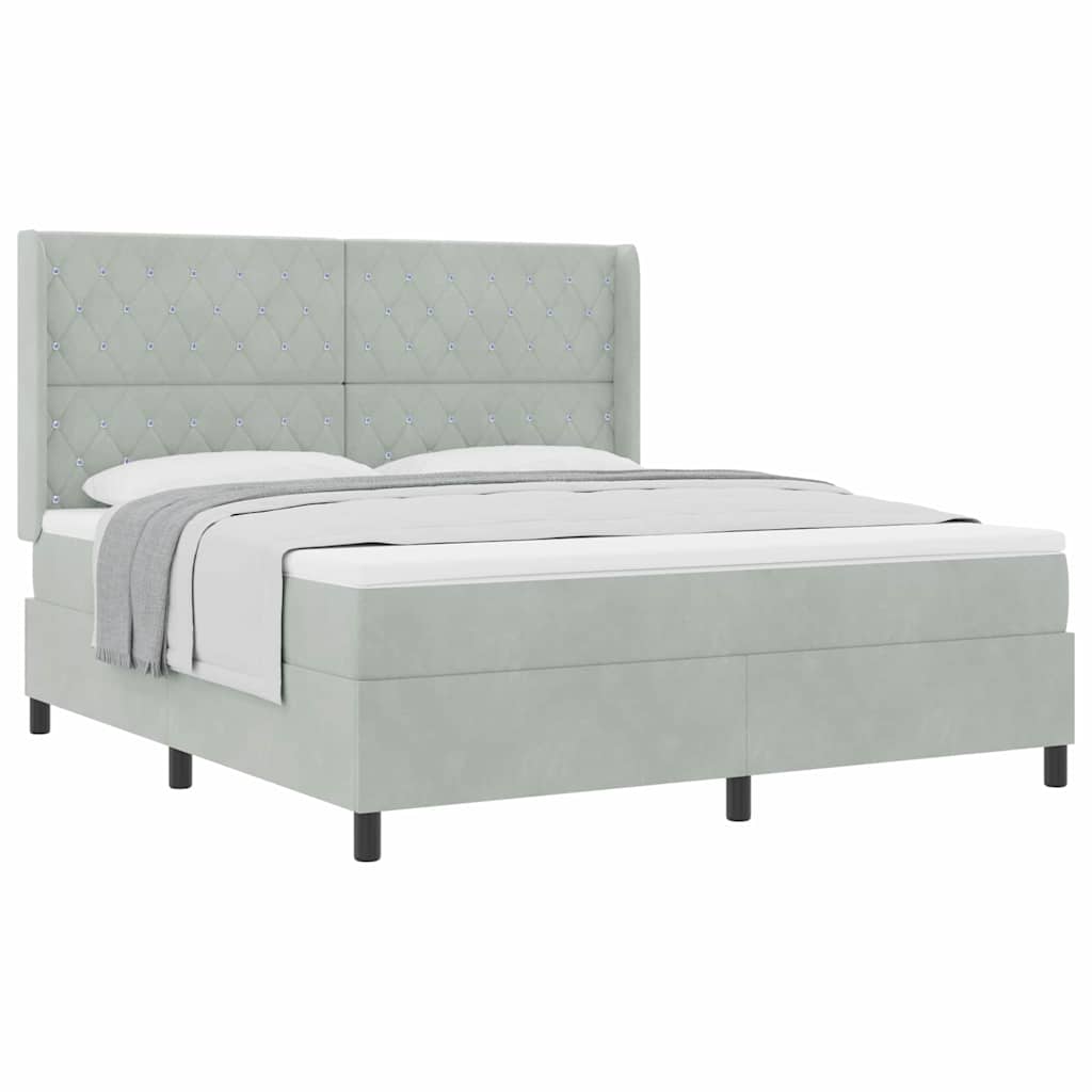 Box spring seng med hovedgærde Lysegrå 180 x 200 cm Fløjl