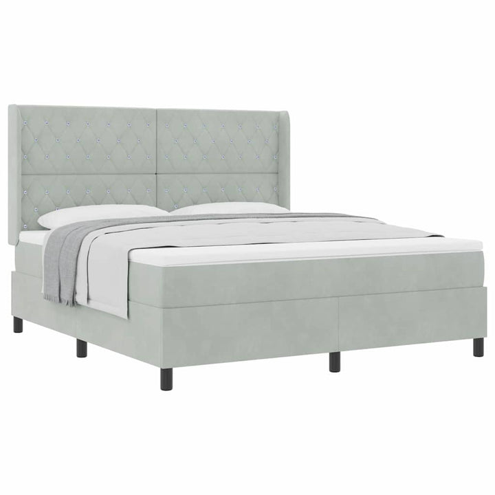 Box spring seng med hovedgærde Lysegrå 180 x 200 cm Fløjl