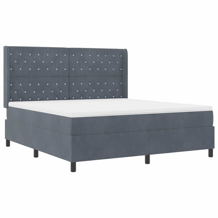 Box spring seng med hovedgærde Mørkegrå 180 x 200 cm Fløjl