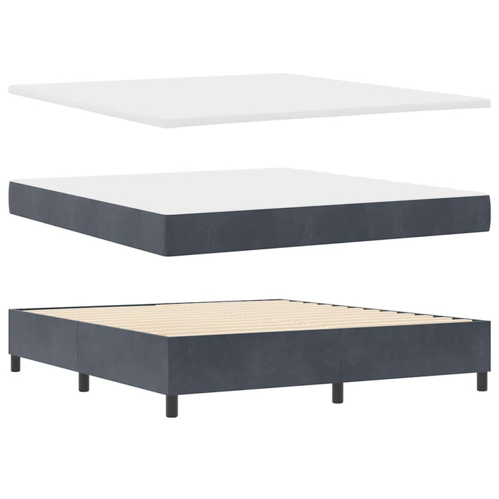 Box spring seng med hovedgærde Mørkegrå 180 x 200 cm Fløjl