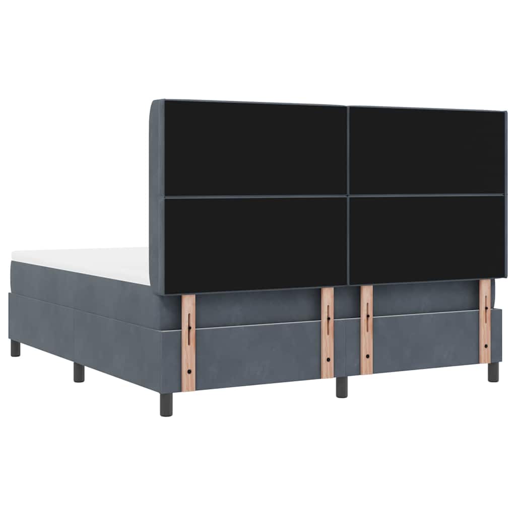 Box spring seng med hovedgærde Mørkegrå 180 x 200 cm Fløjl