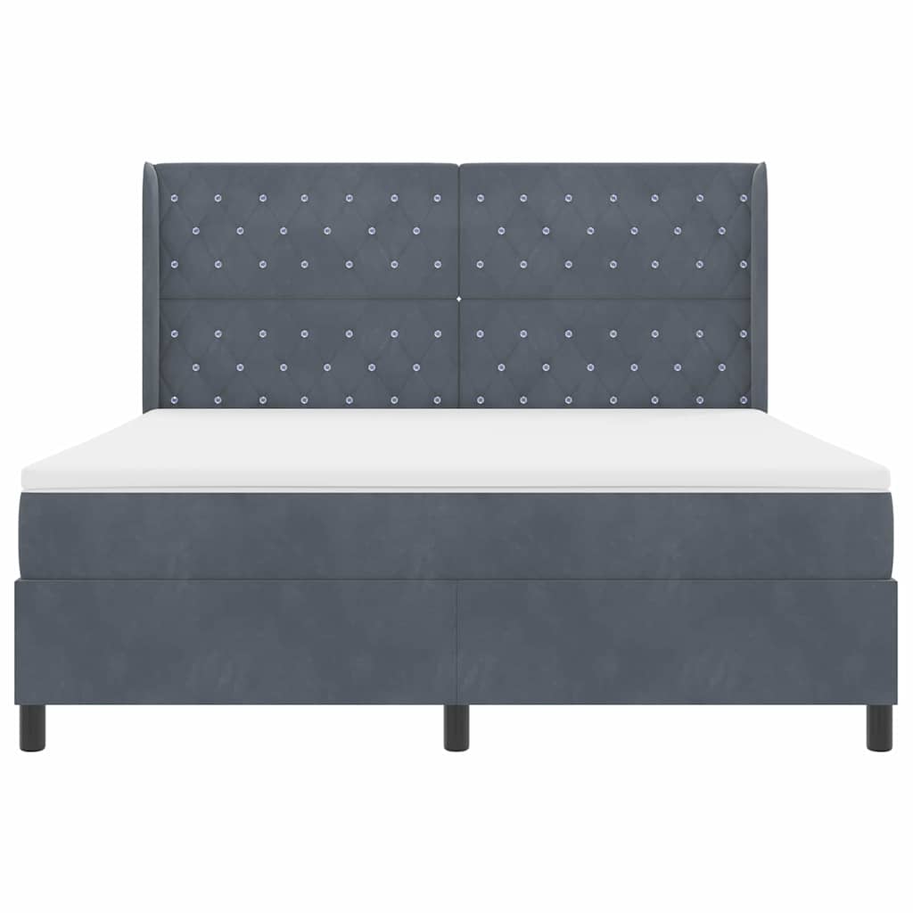 Box spring seng med hovedgærde Mørkegrå 180 x 200 cm Fløjl