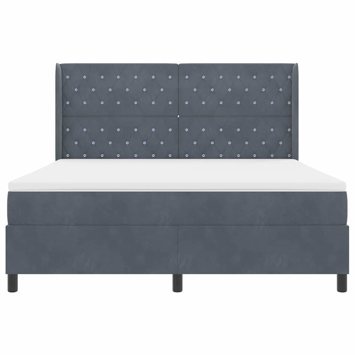 Box spring seng med hovedgærde Mørkegrå 180 x 200 cm Fløjl