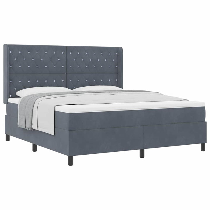 Box spring seng med hovedgærde Mørkegrå 180 x 200 cm Fløjl