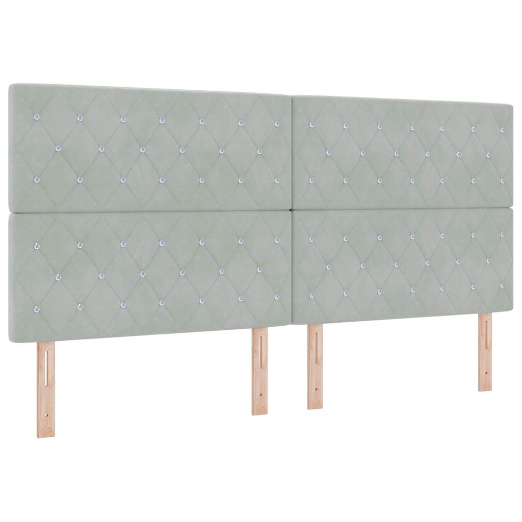 Box spring seng med hovedgærde Lysegrå 200 x 200 cm Fløjl