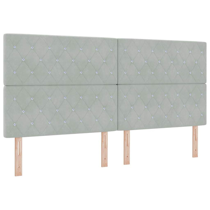 Box spring seng med hovedgærde Lysegrå 200 x 200 cm Fløjl