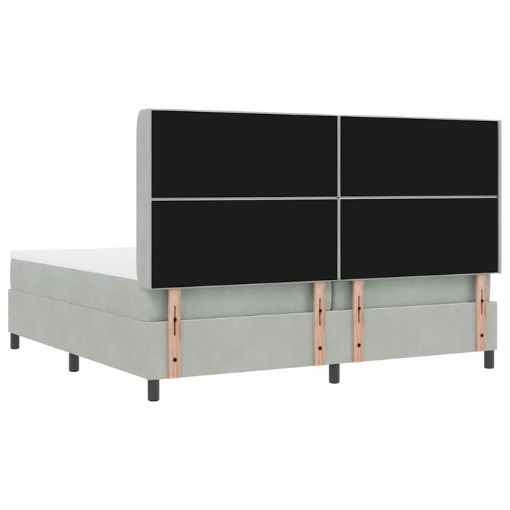 Box spring seng med hovedgærde Lysegrå 200 x 200 cm Fløjl