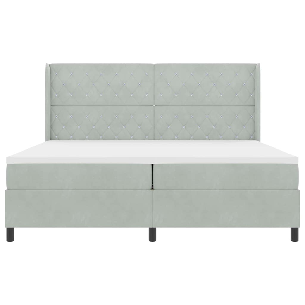 Box spring seng med hovedgærde Lysegrå 200 x 200 cm Fløjl