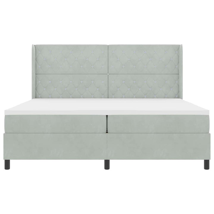 Box spring seng med hovedgærde Lysegrå 200 x 200 cm Fløjl