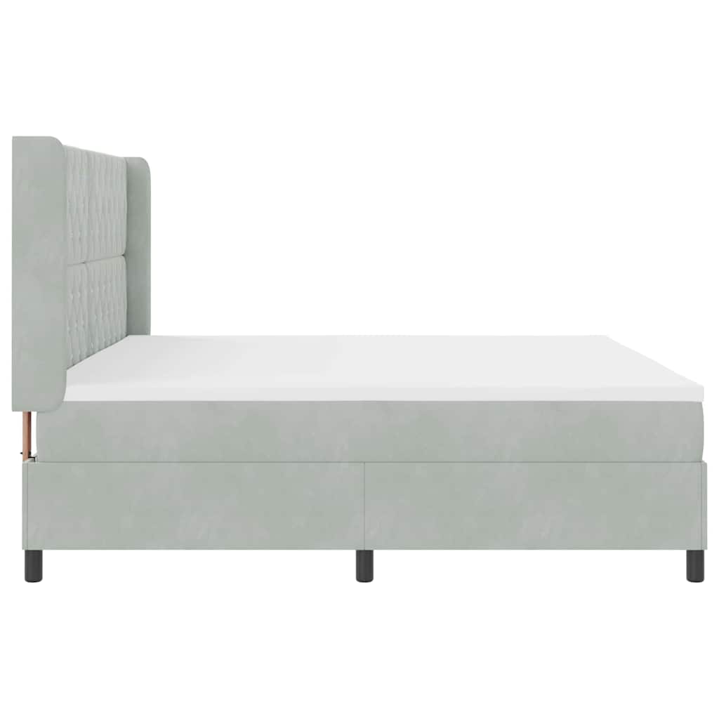 Box spring seng med hovedgærde Lysegrå 200 x 200 cm Fløjl