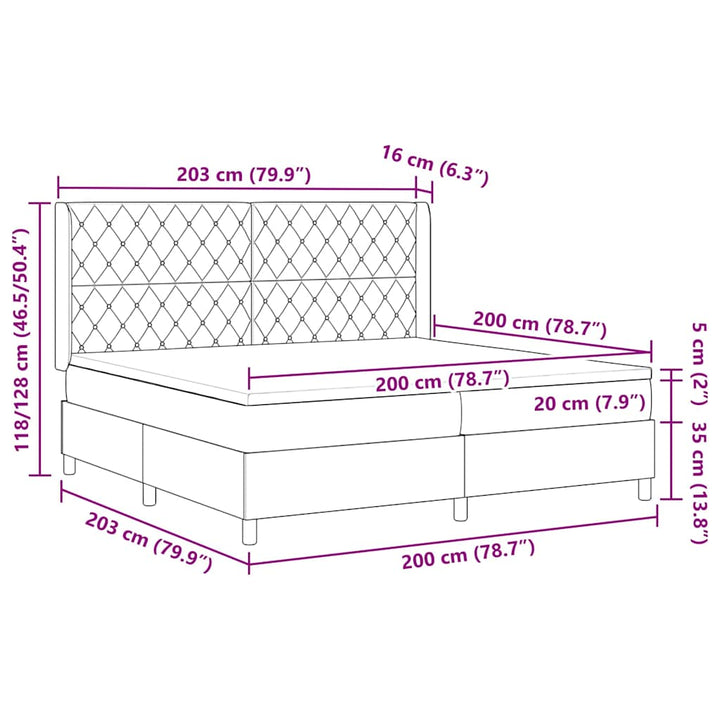 Box spring seng med hovedgærde Lysegrå 200 x 200 cm Fløjl
