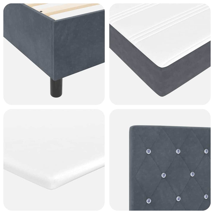 Box spring seng med hovedgærde Mørkegrå 200 x 200 cm Fløjl