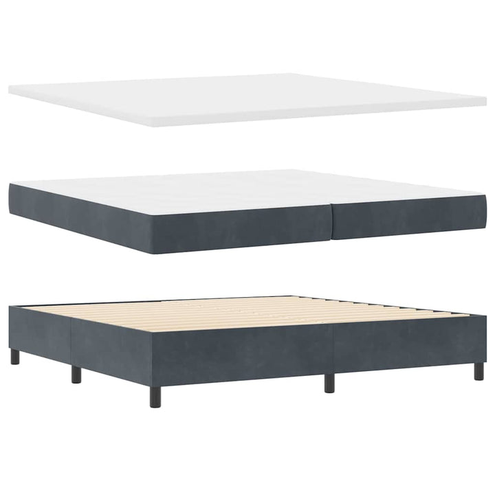 Box spring seng med hovedgærde Mørkegrå 200 x 200 cm Fløjl