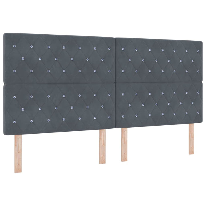 Box spring seng med hovedgærde Mørkegrå 200 x 200 cm Fløjl