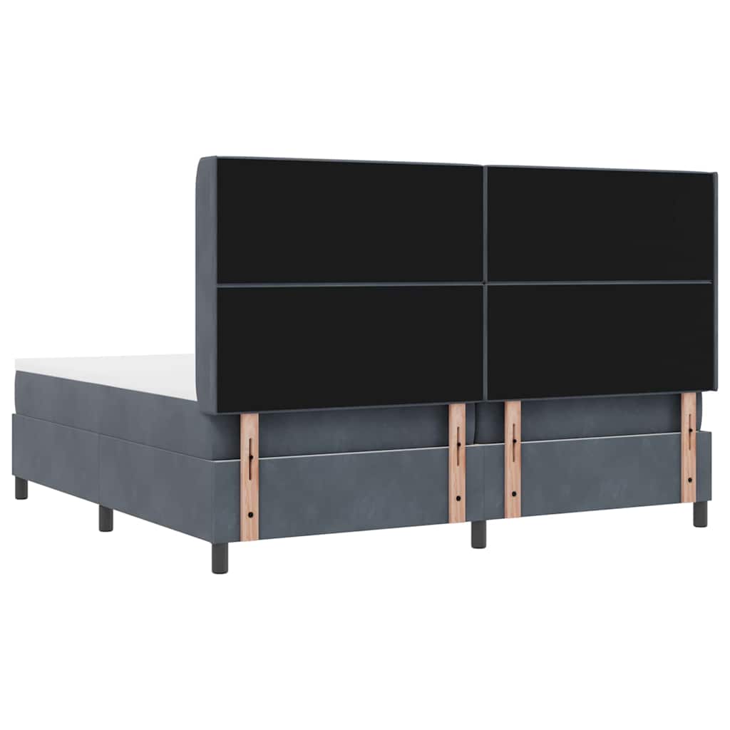 Box spring seng med hovedgærde Mørkegrå 200 x 200 cm Fløjl
