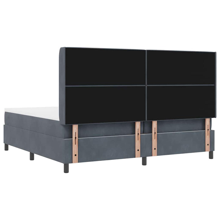 Box spring seng med hovedgærde Mørkegrå 200 x 200 cm Fløjl
