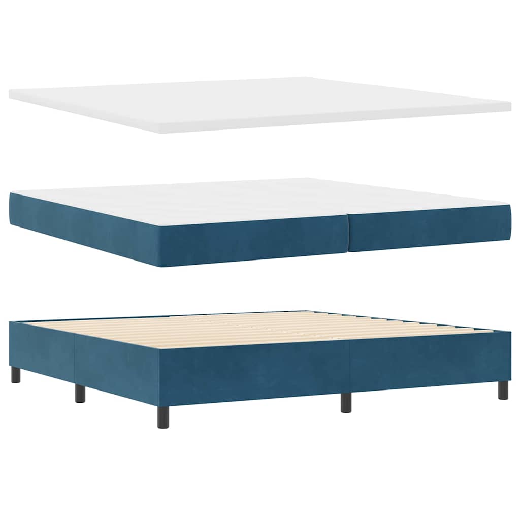 Box spring seng med hovedgærde Blå 200 x 200 cm Fløjl