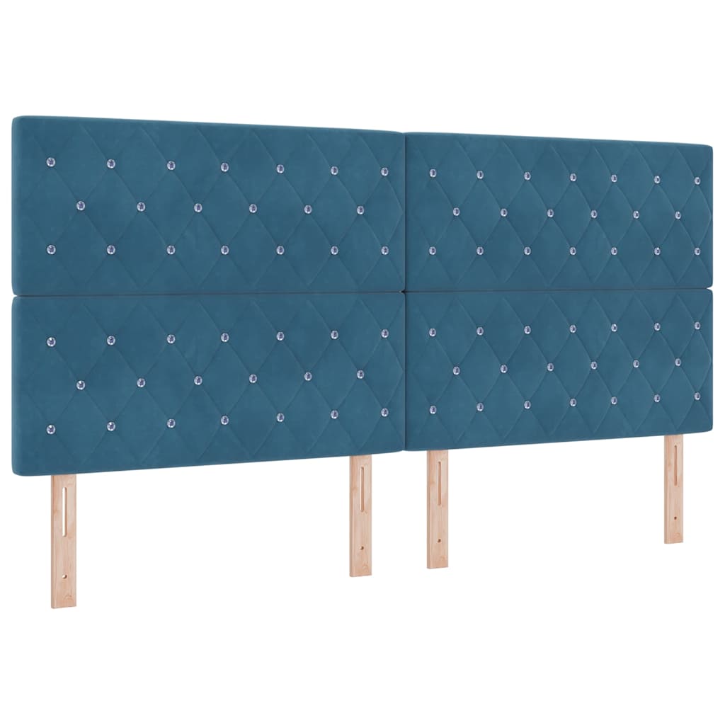 Box spring seng med hovedgærde Blå 200 x 200 cm Fløjl