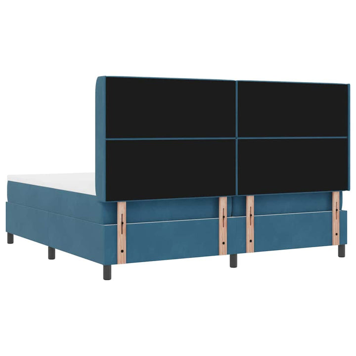 Box spring seng med hovedgærde Blå 200 x 200 cm Fløjl