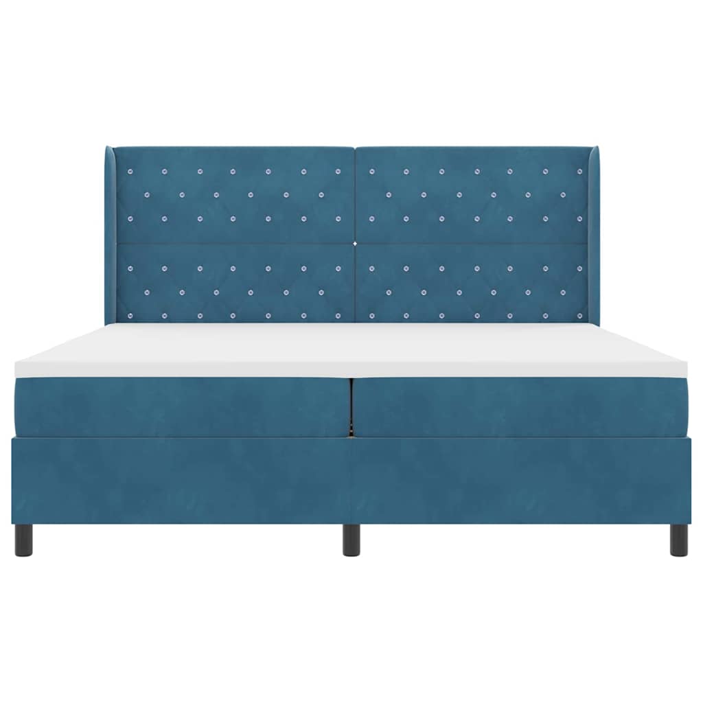Box spring seng med hovedgærde Blå 200 x 200 cm Fløjl