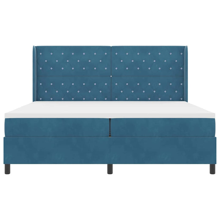 Box spring seng med hovedgærde Blå 200 x 200 cm Fløjl