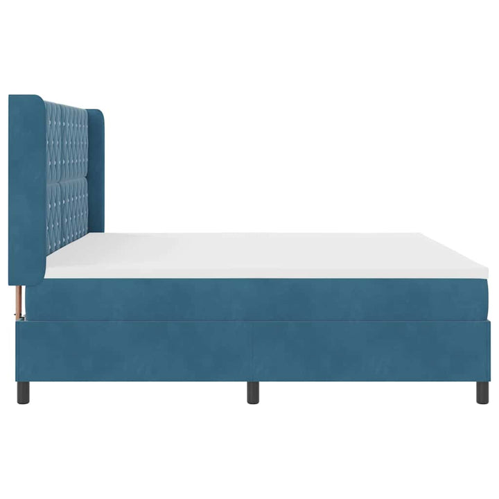 Box spring seng med hovedgærde Blå 200 x 200 cm Fløjl