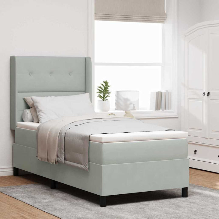 Box spring seng med hovedgærde Lysegrå 80 x 200 cm Fløjl