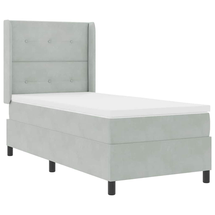 Box spring seng med hovedgærde Lysegrå 80 x 200 cm Fløjl