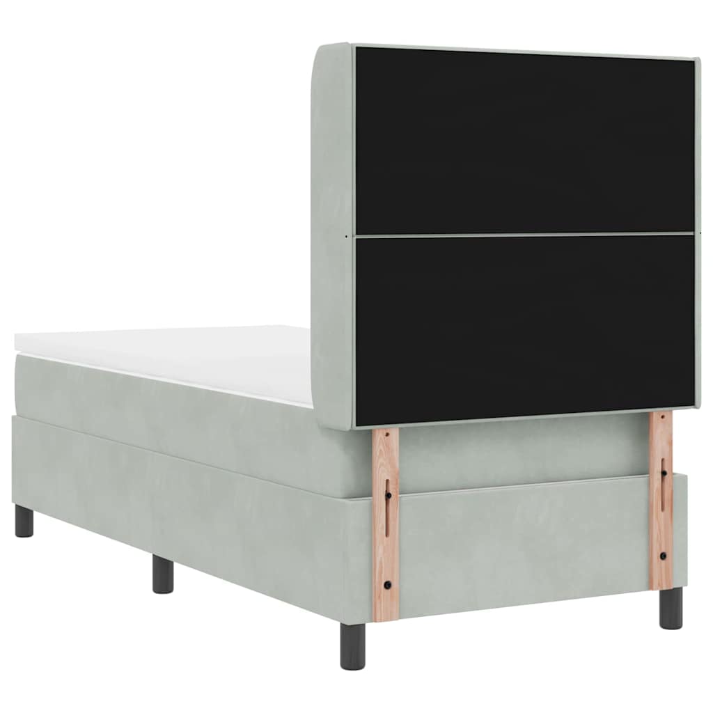 Box spring seng med hovedgærde Lysegrå 80 x 200 cm Fløjl