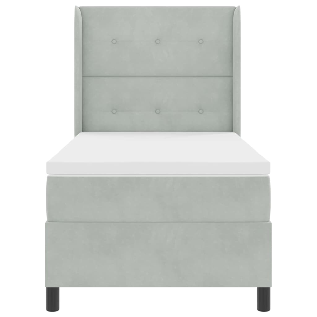 Box spring seng med hovedgærde Lysegrå 80 x 200 cm Fløjl