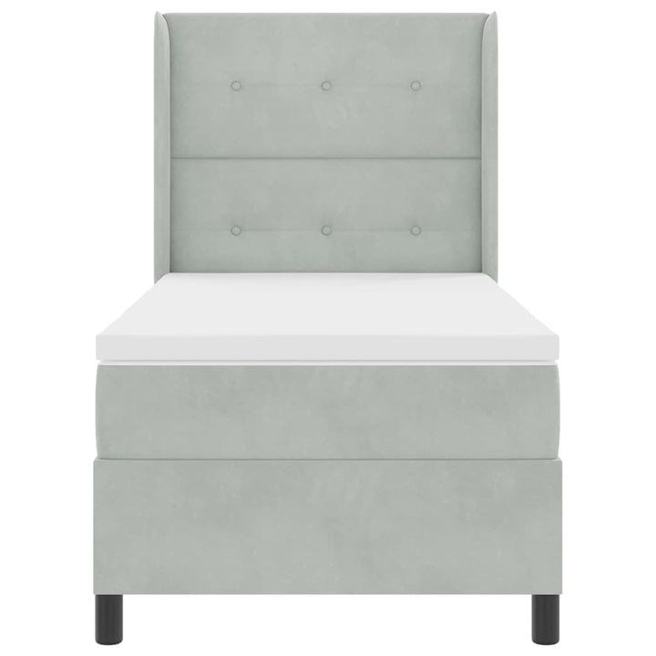 Box spring seng med hovedgærde Lysegrå 80 x 200 cm Fløjl