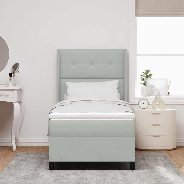 Box spring seng med hovedgærde Lysegrå 100 x 200 cm Fløjl