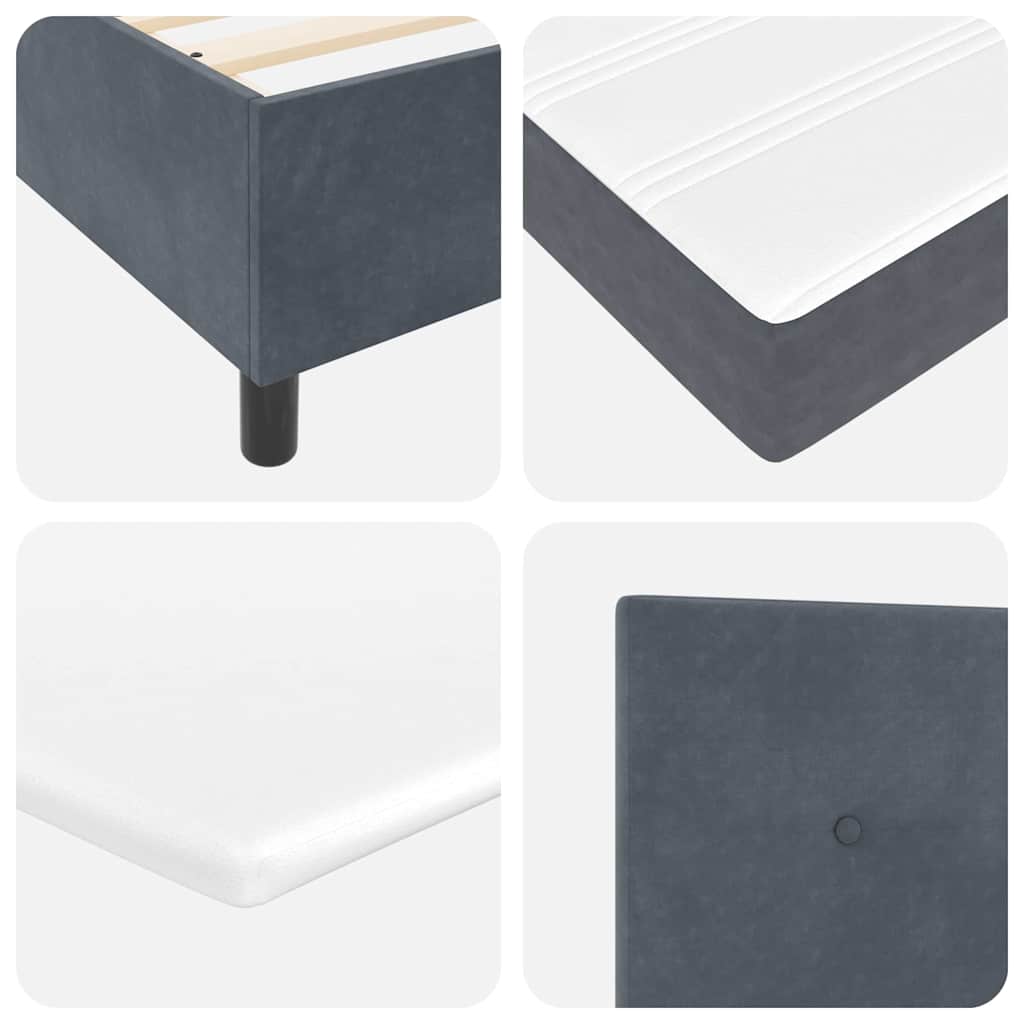 Box spring seng med hovedgærde Mørkegrå 100 x 200 cm Fløjl